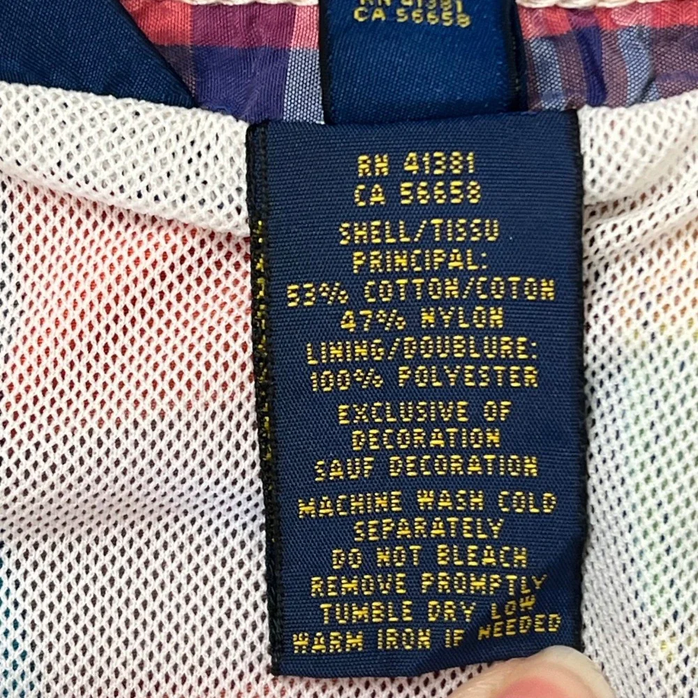 Polo Ralph Lauren Mens Madras Plaid Swim Trunks Multi Color Orange Blue Large